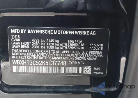 2019 BMW X1 xDrive28I z USA, uszkodzony, nr VIN WBXHT3C52K5L37748